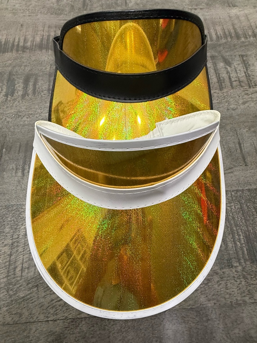 Gold Visor Sun Hat - White and Black Trim